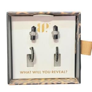 Bomb Party UNTAMED "Venom Darling" Hoops & Studs 2 Sets Earrings Rhodium